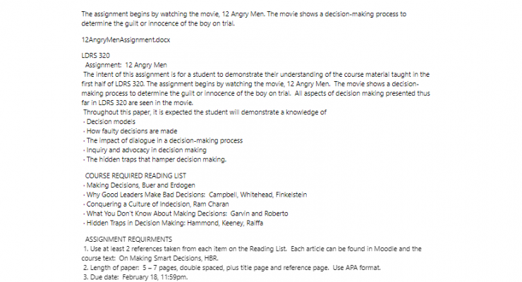 [Solved] Angry Men Assignment Movie Review What are 2 types of decision-making models used in the 12 Angry Men decision-making process?  Describe what they are and, for each one, was it effective or ineffective? Why or why not?